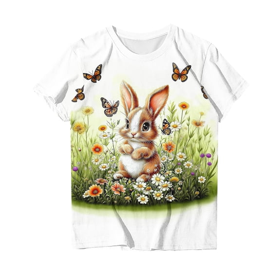 SwiftWear Cute Easter Graphic Tops Women's Short Sleeve T-Shirt Plus Size Crewneck Soft Everyday Tee