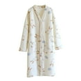 thumbnail image 1 of SwiftWear Cute Rabbit Pattern Sleep Robe for Women - Breathable Cotton V-Neck Bathrobe with Front Buttons and Side Pockets, Comfortable Loungewear (M-XL), 1 of 3