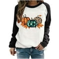 thumbnail image 1 of SwiftWear Fall Season Pumpkin Pattern Sweatshirt for Women Comfort Fit Raglan Long Sleeve Pullover Tops Thanksgiving Halloween Theme Casual Wear with Leaf Motifs Black, 1 of 4