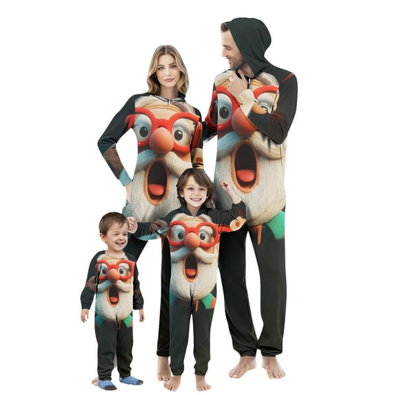 SwiftWear Family Christmas Matching Pajama Set Holiday Themed Onesie Sleepwear with Funny Expression, Lightweight Loungewear for Seasonal Celebrations