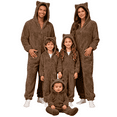thumbnail image 1 of SwiftWear Family Christmas Matching Pajama Set Soft Flannel Warm Onesie with Cat Ears Hood, Holiday Loungewear for Adults Couples (Coffee), 1 of 6