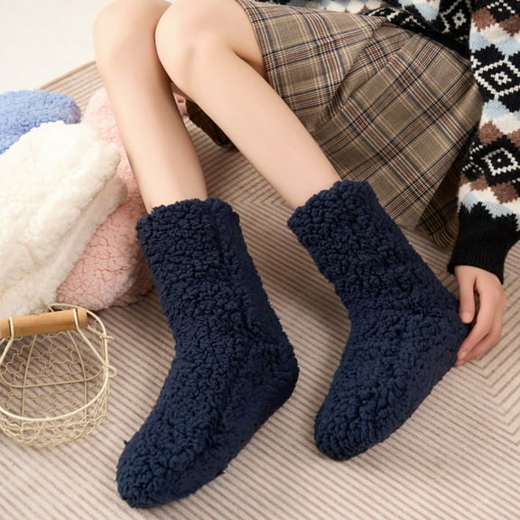 SwiftWear Fuzzy Fluffy Bootie Slipper Sock with Gripper Warm Cozy House Socks for Women - Winter Soft Comfy Fleece Sleep Socks, Black