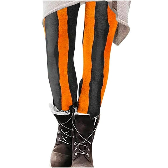 SwiftWear Halloween Patterned Leggings Women's Stretchy Yoga Pants with Holiday Graphics Soft High Waisted Workout Tights for Fall S-2XL