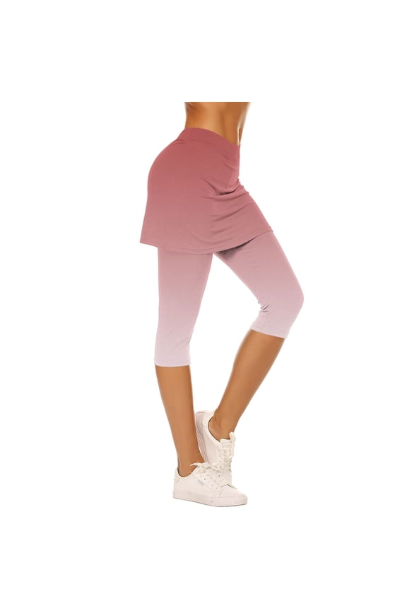 High-Waisted Skirted Capris - Yoga Skort with Built-in Leggings Athletic Workout Capri Pants for Women Sizes S-2XL​​
