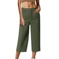 thumbnail image 1 of SwiftWear High-Waisted Straight-Leg Dress Capri Pants for Women Office Work Wear Trousers with Pockets, Plus Size Relaxed Fit Cropped Pants S-3XL, 1 of 5