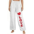 thumbnail image 1 of SwiftWear Love Print Flannel Fleece Pajama Pants for Women - Cozy Plus Size Lounge Pants Sleepwear with Pockets, Soft Comfort Pj Bottoms White, 1 of 5