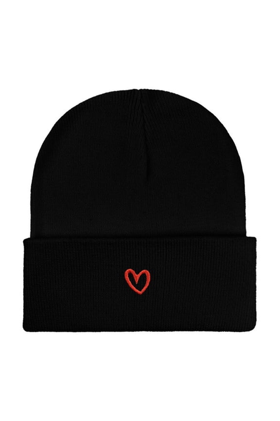 Matching Couple Knit Beanies with Heart Embroidery, His & Hers Embroidered Winter Hats Outdoor Cycling & Casual Couple Beanie Skull Wach Cap