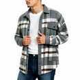 thumbnail image 1 of SwiftWear Men's Flannel Shirt Jacket Sherpa Lined Workwear Coat Casual Long Sleeve Button Down Overshirt Shacket​​, Gray, 1 of 4