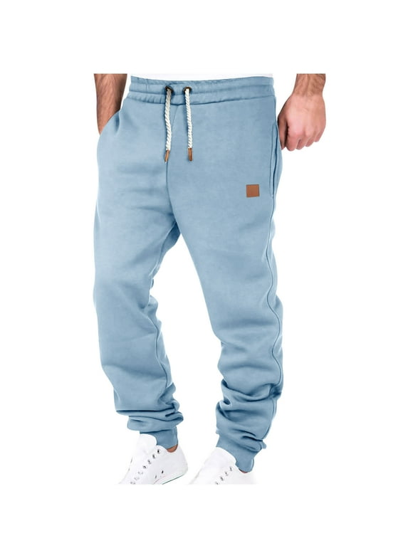 Men's Fleece-Lined Hip Hop Sweatpants Baggy Casual Joggers with Elastic Waist, Plus Size Warm Winter Lounge Pants S-4XL
