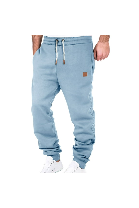 Men's Fleece-Lined Hip Hop Sweatpants Baggy Casual Joggers with Elastic Waist, Plus Size Warm Winter Lounge Pants S-4XL