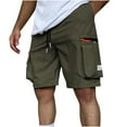 thumbnail image 1 of SwiftWear Men's Quick-Dry Solid Color Cargo Shorts with Pockets - Lightweight Athletic Outdoor Sports Fitness Shorts, 1 of 5