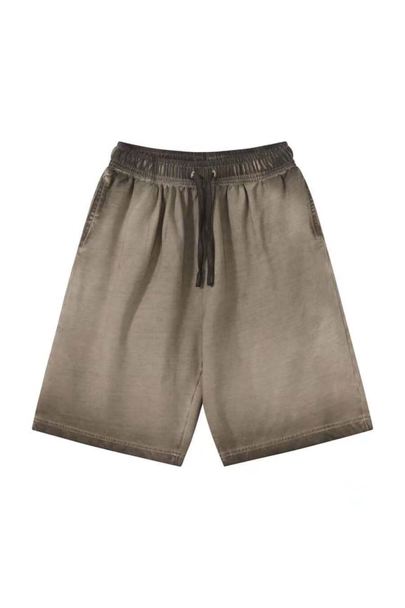 Men's Vintage Gradient Breathable Workout Shorts with Pockets - Lightweight Cropped Training Pants for Running & Gym