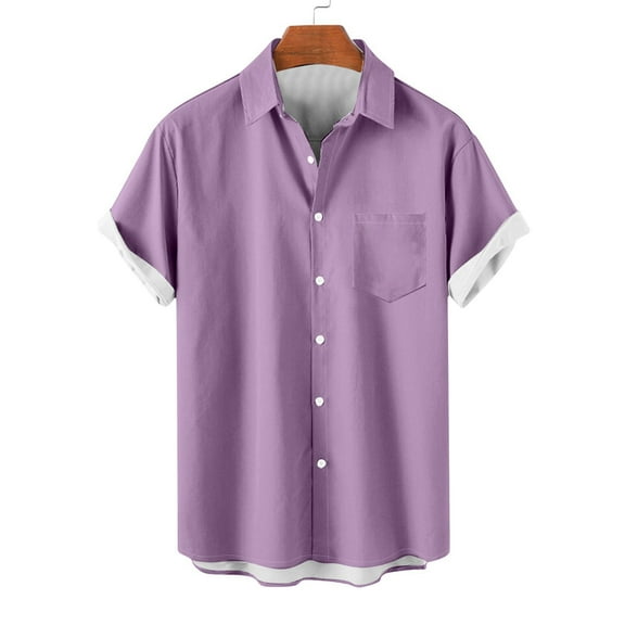 SwiftWear Mens Cotton Shirts Short Sleeve Button Down Shirts Summer Beach Comfy Shirt Vacation Hawaiian Tops XL