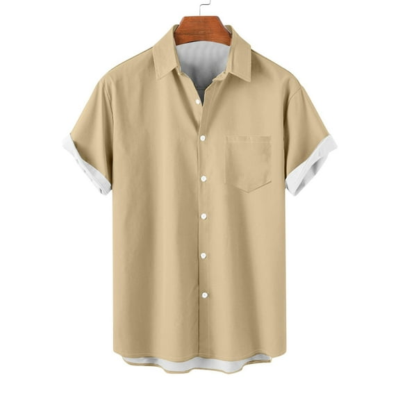 SwiftWear Mens Cotton Shirts Short Sleeve Button Down Shirts Summer Beach Comfy Shirt Vacation Hawaiian Tops XXL