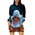 thumbnail image 1 of SwiftWear Oversize Halloween Dress for Women Spooky Floral Pumpkin Print Sweatshirts Hooded Design with Pockets, 1 of 7