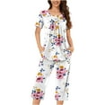 thumbnail image 1 of SwiftWear Pajamas for Women Set 2 Piece Women's Stylish Loungewear Loose Fit Button-Up Blouse, Capri Pants with Side Pockets - Cozy Sleepwear for Summer, 1 of 5