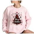 thumbnail image 1 of SwiftWear Pink Christmas Themed Crewneck Pullover Sweatshirt for Women - Holiday Print Long Sleeve Tops Cozy No-Hood Design with Festive Graphic, 1 of 6
