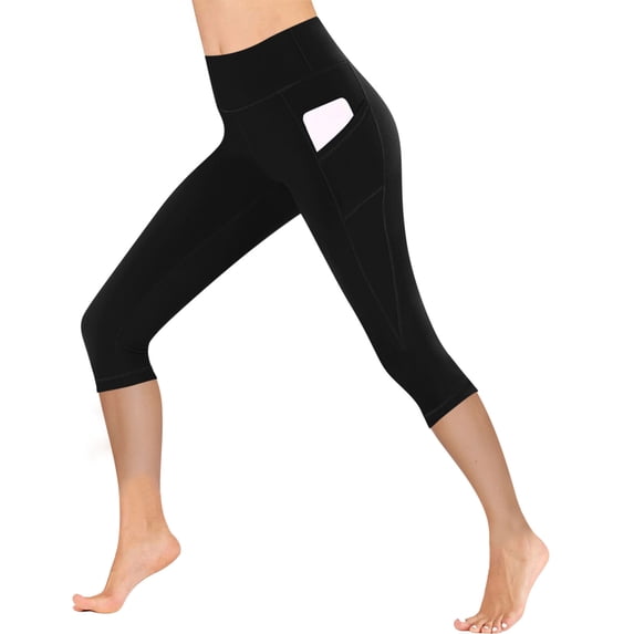 SwiftWear Plus Size Women's Sculpting Yoga Capris Booty Lifting Workout Capri Pants with Pockets Tummy Control S-2XL