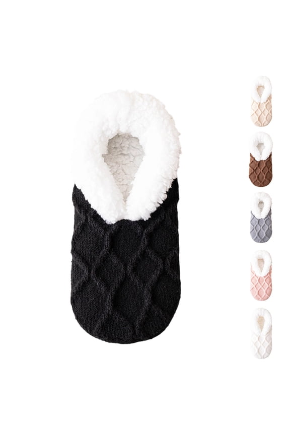 SwiftWear Slipper Socks for Women with Grippers, Thick Fleece Lined Fuzzy Winter Socks With Non Slip Bottoms, Cozy Warm House Slippers,1 Pairs, White