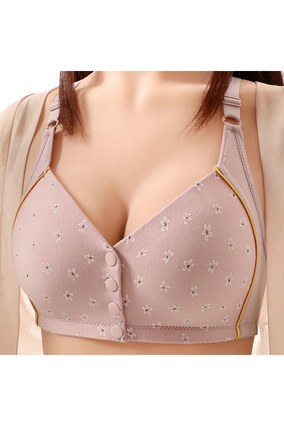 Soft Support Front Closure Bras for Older Women Wire-Free Full Coverage with Snaps Comfort Senior Bra