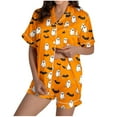 thumbnail image 1 of SwiftWear Spooky Halloween Pajama Shorts Set for Women - Cute Print Sleepwear & Lounge Wear, Button Top with Comfort Shorts 2 Pieces Pajamas Orange, 1 of 8