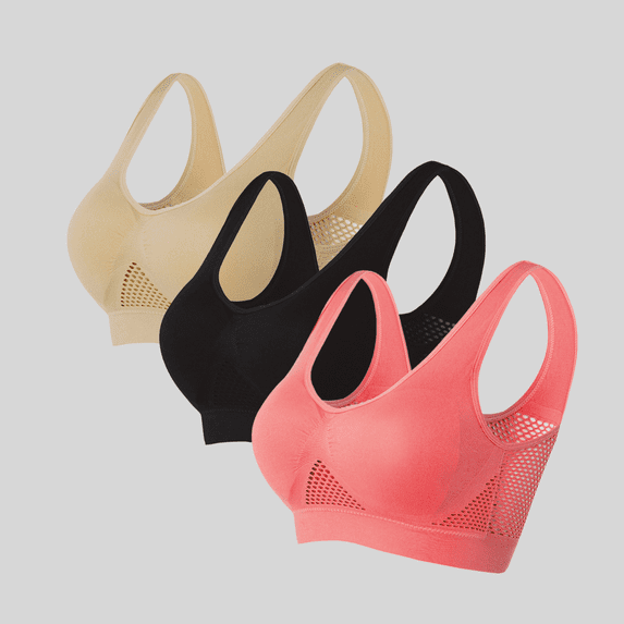 SwiftWear Sports Bras for Women 3 Pack Wirefree Bras with Support and Lift Workout Yoga Gym Fitness Bra Medium Support