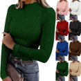 thumbnail image 1 of SwiftWear SwiftWear Women's Mock Neck Long Sleeve Shirt Ribbed Knit Ruffle Turtleneck Tops Slim Fit Stretchable Base Layer Casual Tee, 1 of 8