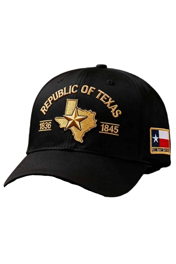 Texas Pride Unisex Baseball Cap Republic of Texas 1836 1845 Embroidered Dad Cap Historical Logo Outdoor Sun Hat for Men & Women​