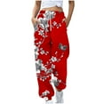 thumbnail image 1 of SwiftWear Trendy Casual Drawstring Joggers for Women Soft Cotton Blend Lounge Sweatpants with Floral Design Relaxed Fit Cuffed Athletic Pants S-2XL, 1 of 5