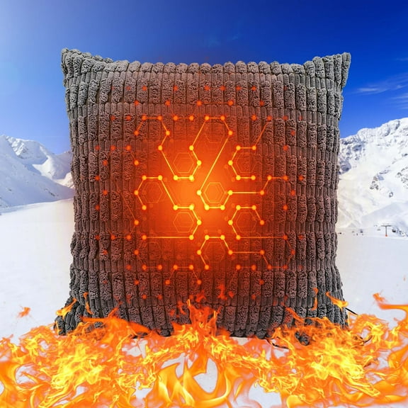 SwiftWear USB Heated Pillow Cover 5 Gear Adjustable Temperature Timer Soft Cozy Material Office Travel Home Use Warmer Cushion Cover with 5 Color Light Display​