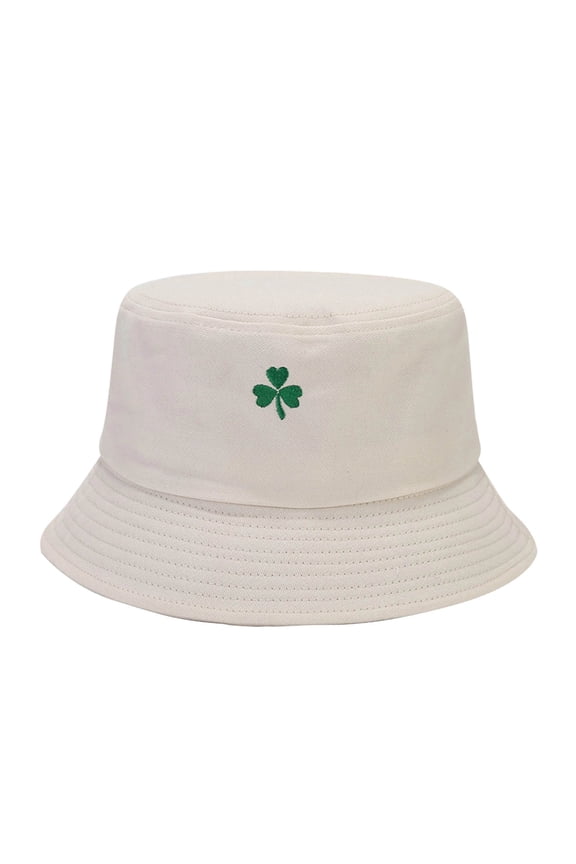 Unisex St. Patrick's Day Bucket Hat Green Shamrock Embroidered Travel Sun Beach Hats Summer Outdoor Casual Fisherman Hat for Women Men Teens
