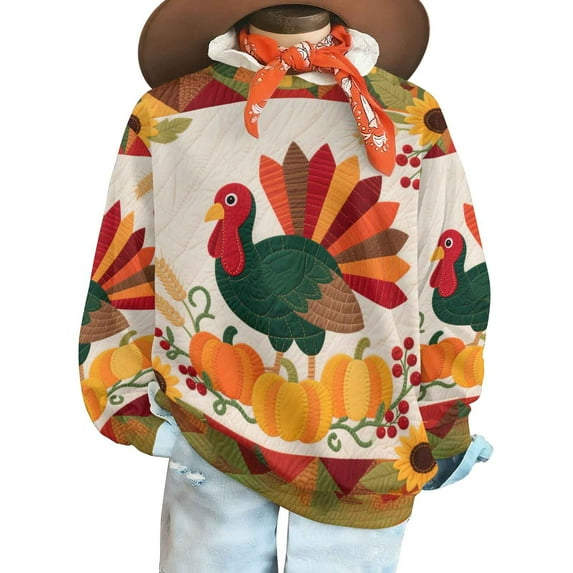 SwiftWear Unisex Thanksgiving Graphic Sweatshirt Turkey Pumpkin Print Fleece Lined Pullover Autumn Harvest Themed Casual Crewneck Top for Seasonal Comfort Multicolor