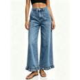 thumbnail image 1 of SwiftWear Wide Leg Jeans for Women High Wasited Baggy Trendy Cute Denim Jean Ruffle Hem Pants with Pockets, 1 of 9
