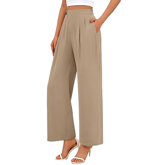 SwiftWear Wide Leg Pants Women's High Elastic Waisted Office Business Work Trousers Long Straight Suit Pants