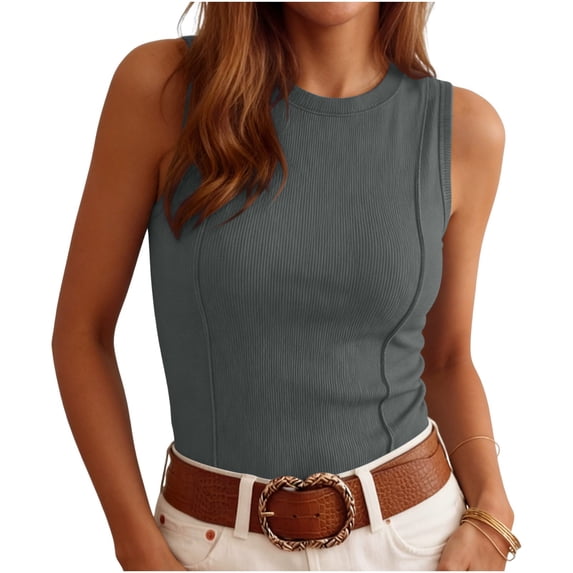 SwiftWear Women Summer Ribbed Tank Top Fitted Pullover Basic Shirt Workouts Cute Spring Going Out Sleeveless Tops