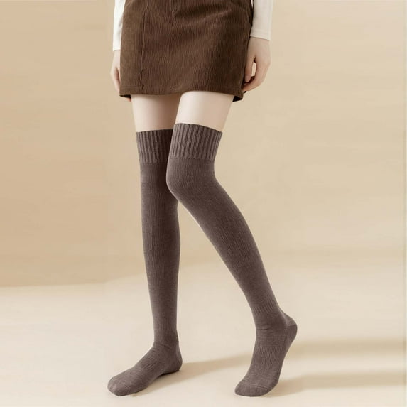 SwiftWear Women Thigh High Socks for Women Long and Thick Over the Knee Boot Stockings Leg Warmer Stocking Uniform Dress, Coffee