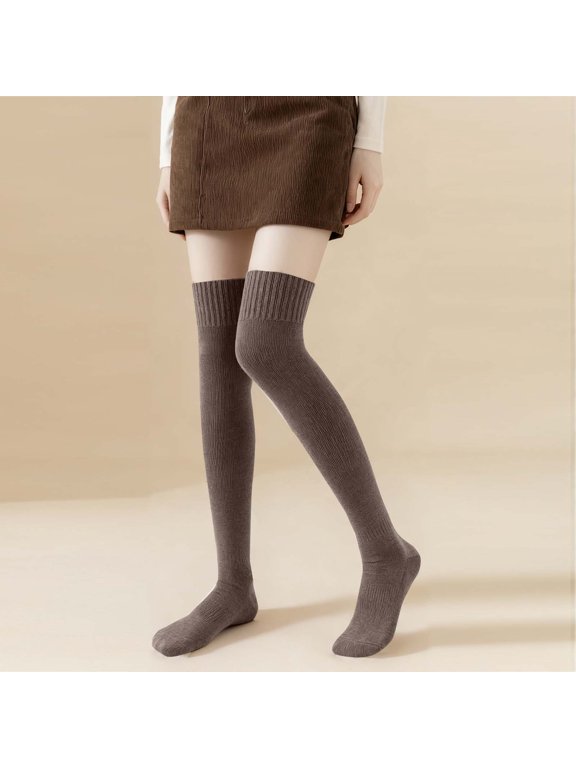 Women Thigh High Socks for Women Long and Thick Over the Knee Boot Stockings Leg Warmer Stocking Uniform Dress, Coffee