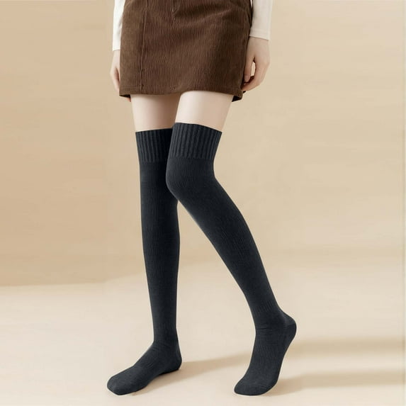 SwiftWear Women Thigh High Socks for Women Long and Thick Over the Knee Boot Stockings Leg Warmer Stocking Uniform Dress, Dark Gray