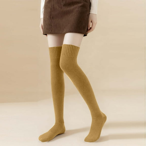 SwiftWear Women Thigh High Socks for Women Long and Thick Over the Knee Boot Stockings Leg Warmer Stocking Uniform Dress, Yellow