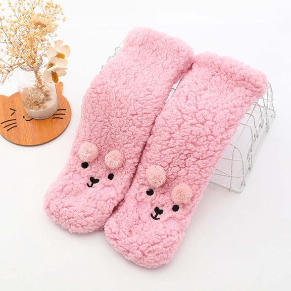 SwiftWear Women Winter Warm Thick Slipper Socks with Grippers Non Slip Cute Fuzzy Socks Christmas Gifts, Pink