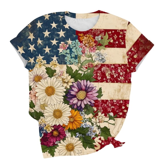 SwiftWear Women's 250th Anniversary USA Tshirt American Flag Graphic Short Sleeve Tee Loose Fit Top Holidays & Casual Style
