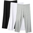 thumbnail image 1 of SwiftWear Women's 3-Pack Comfy Capri Pants Breathable Casual Plus Size Wear for Home/Outdoors | Stretchy Fit S-5XL, 1 of 2