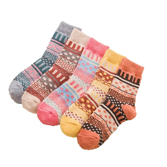 SwiftWear Women's 5 Pairs Winter Warm Knitting Cotton Socks Vintage Casual Cozy Warm Crew Socks Christmas Gifts