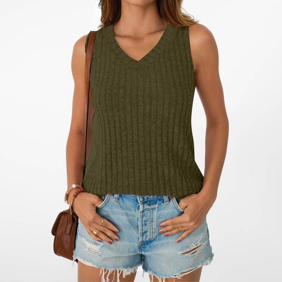SwiftWear Women’s Basic Ribbed Tank Top Comfortable V Neck Sleeveless Top Soft Stretch Slim Fit Camisole for Casual Wear