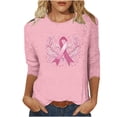 thumbnail image 1 of SwiftWear Women's Breast Cancer Awareness Ribbon 3/4 Length Sleeve Crewneck Graphic Tops Loose Fit Soft Casual Tee Shirts Pink, 1 of 5