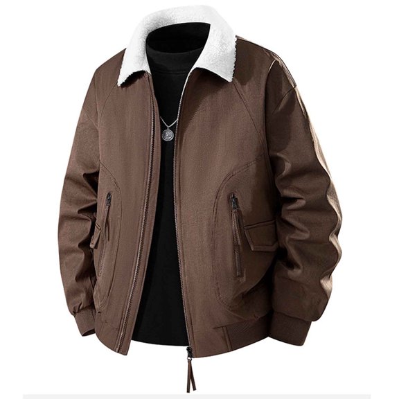 SwiftWear Women's Casual Bomber Jacket Sherpa Lined Warm Heavy Duty Zip Up Coat Plus Size Outwear​​, Coffee