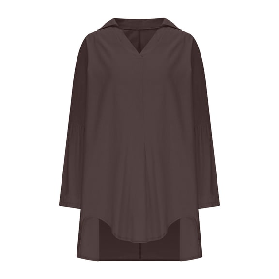 SwiftWear Women's Casual Linen Cotton V-neck Long Sleeve Loose Fit Dress - S~3XL, Plus Size Friendly Soft Breathable