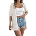 thumbnail image 1 of SwiftWear Women’s Casual Loose Solid Color Hollow-Out Short Sleeve Cardigan – Knit Tops Lightweight Summer Cardigan, 1 of 9