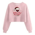 thumbnail image 1 of SwiftWear Women's Christmas Themed Crop Sweatshirt - Pink Soft Fabric with Bowknot & Christmas Tree Design, Festive Crewneck Casual Wear, 1 of 5