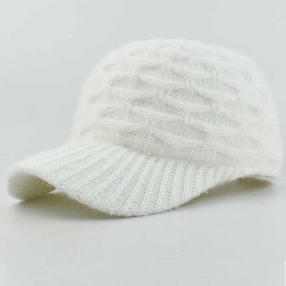 SwiftWear Women's Classic Cable Knit Baseball Cap with Beanie Style Brim, Warm Winter Soft Ribbed Cuffed Beanie for Cold Weather